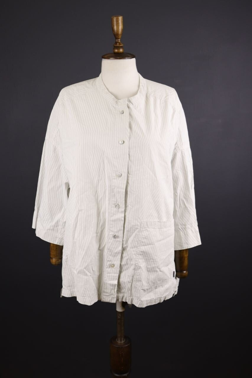 Oska White Relaxed Stripe Long Sleeve Tunic Shirt Dress Short – Size 4