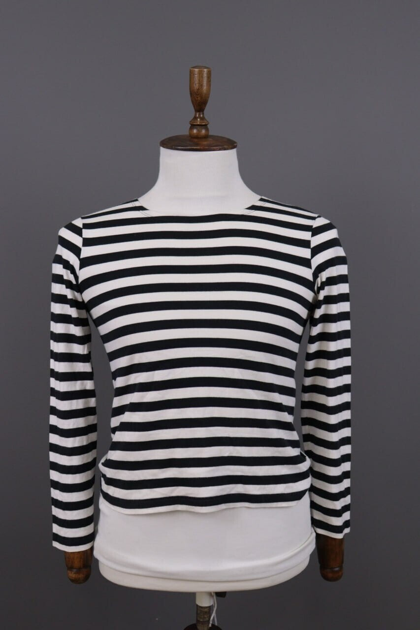 Marimekko Mika Piirainen Black/White Striped Summer Blouse Shirt – Size S