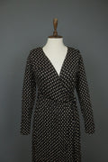 GUDRUN SJODEN Black Polka Dot Modal Long Sleeve Tie Waist Wrap Dress – Size M