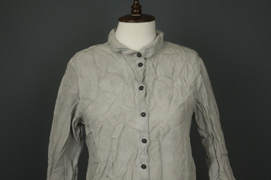 RUNDHOLZ DIP Gray 100% Cupro Long Sleeve Collared Casual Button-Up Shirt – Size S