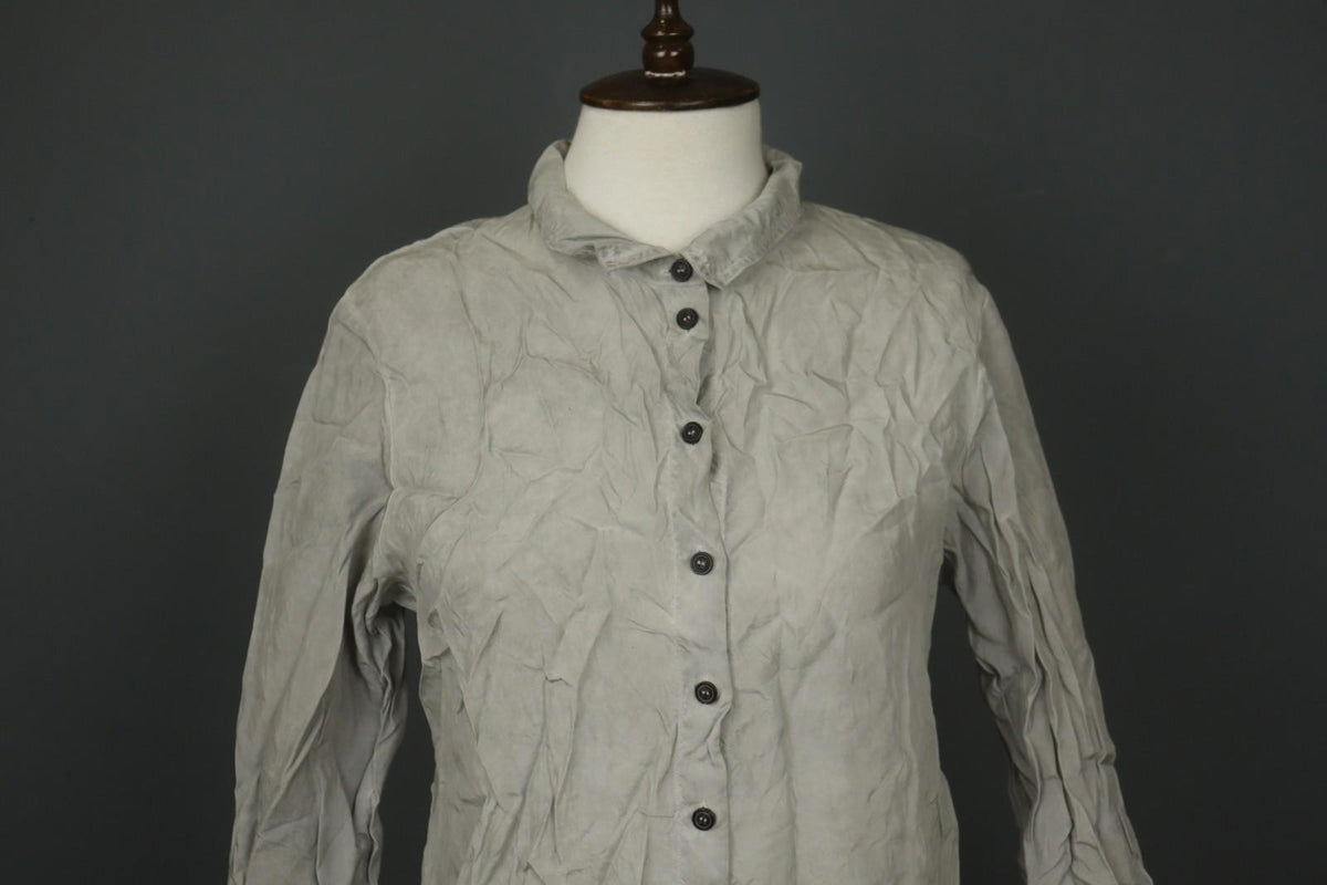 RUNDHOLZ DIP Gray 100% Cupro Long Sleeve Collared Casual Button-Up Shirt – Size S