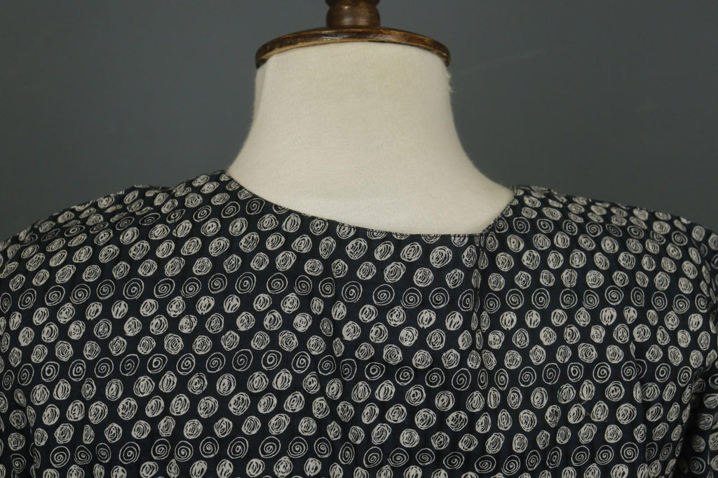 GUDRUN SJODEN Multi Polka Dot Cotton Square Neck Button Front Shirt Dress – Size L