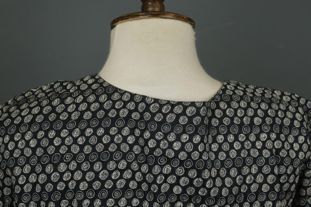 GUDRUN SJODEN Multi Polka Dot Cotton Square Neck Button Front Shirt Dress – Size L
