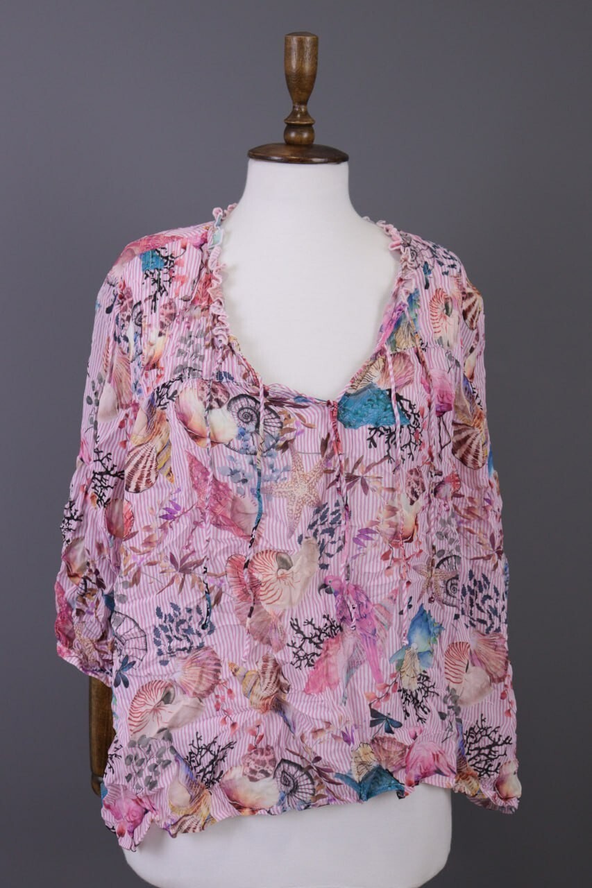 Princess Goes Hollywood Pink Shell Printed 3/4 Sleeve Blouse Shirt Sz 46 / XL