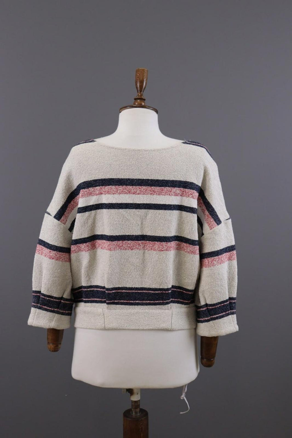 Used BA&SH ZOLA Beige Striped 3/4 Sleeve Cropped Sweater – Size 1