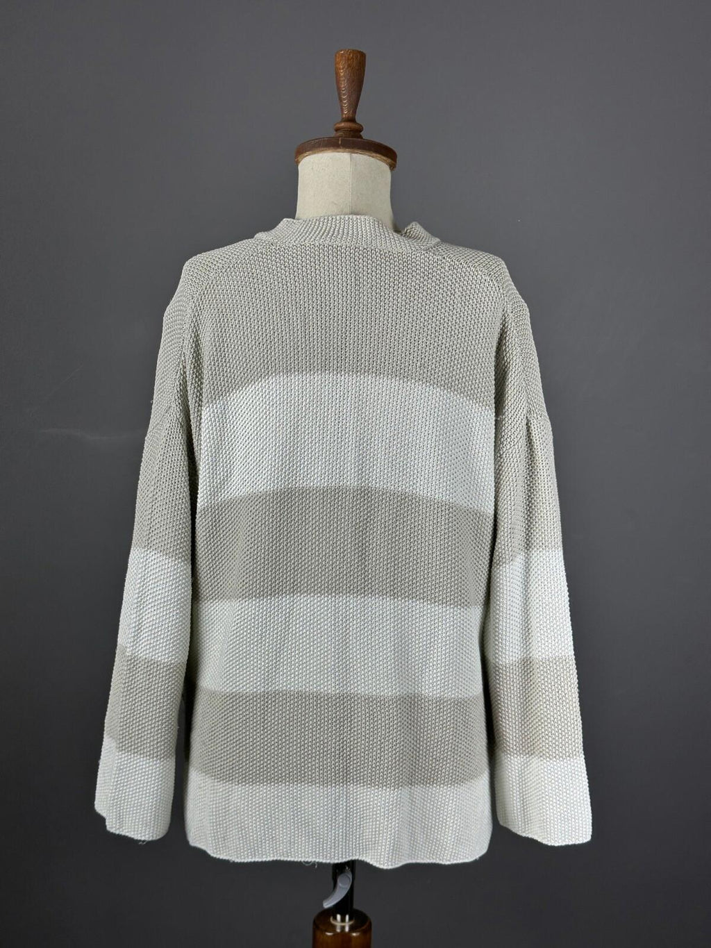 FABIANA FILIPPI Ivory Knit Striped One Button Cardigan Sweater – Size 46 L – Used