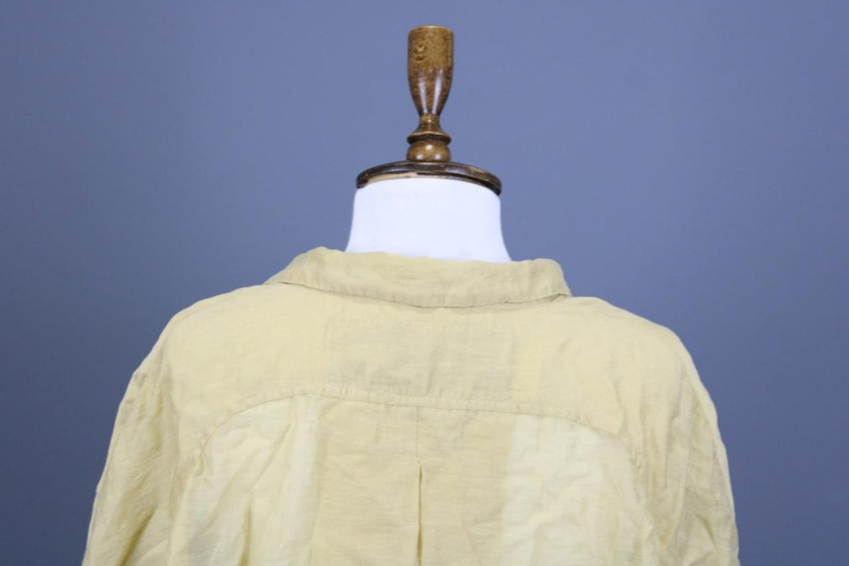 RUNDHOLZ Beige Classic Fit Collared Long Sleeve Button Front Shirt Top – Size L