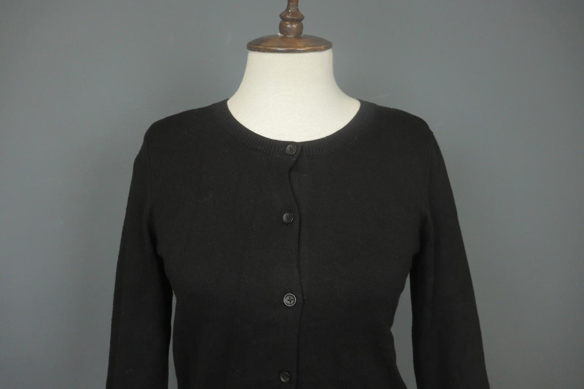 COACH Black Viscose Blend Raglan Sleeve Button Front Cardigan Sweater – Size 2XS