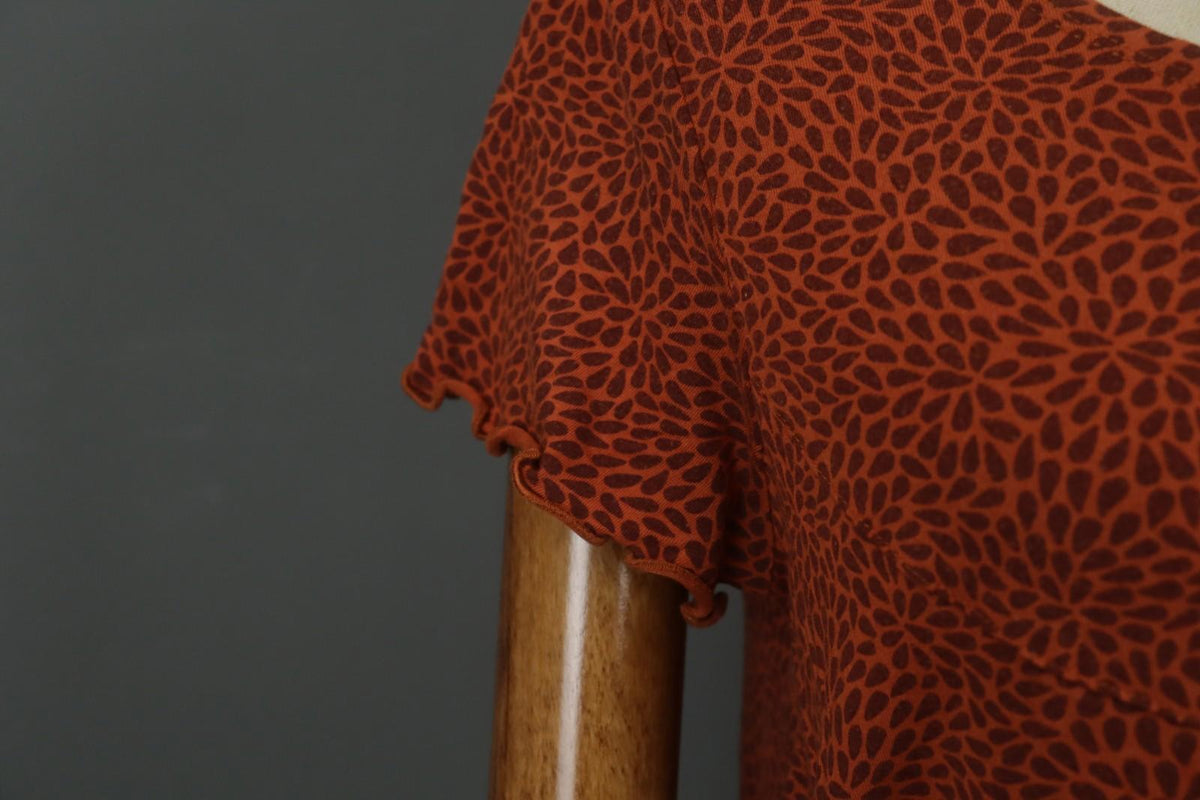 GUDRUN SJODEN Orange Dotted Modal Short Sleeve Round Neck Tunic Top – Size M