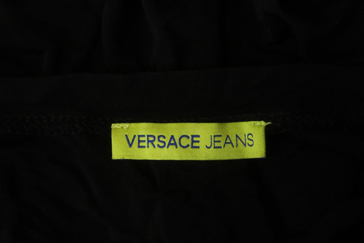 VERSACE JEANS Black 100% Viscose Stretch Beaded Scoop Neck Shift Dress – Size 36