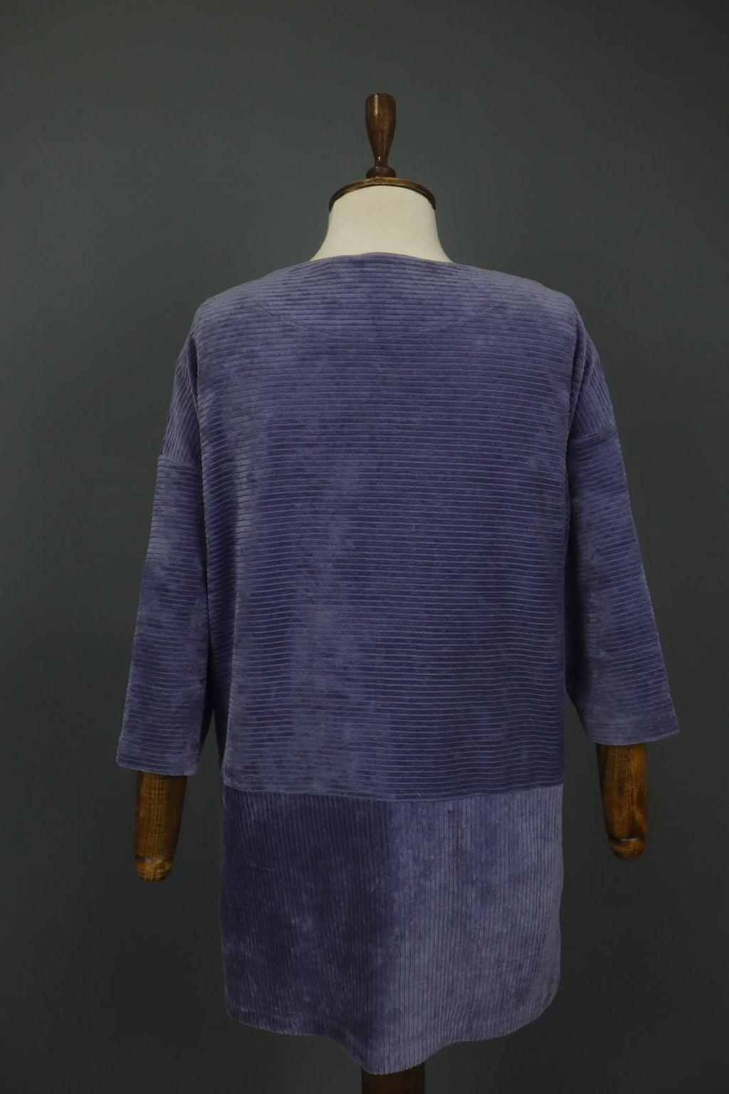 GUDRUN SJODEN Purple Cotton Velour Round Neck Pullover Shift Dress – Size XS