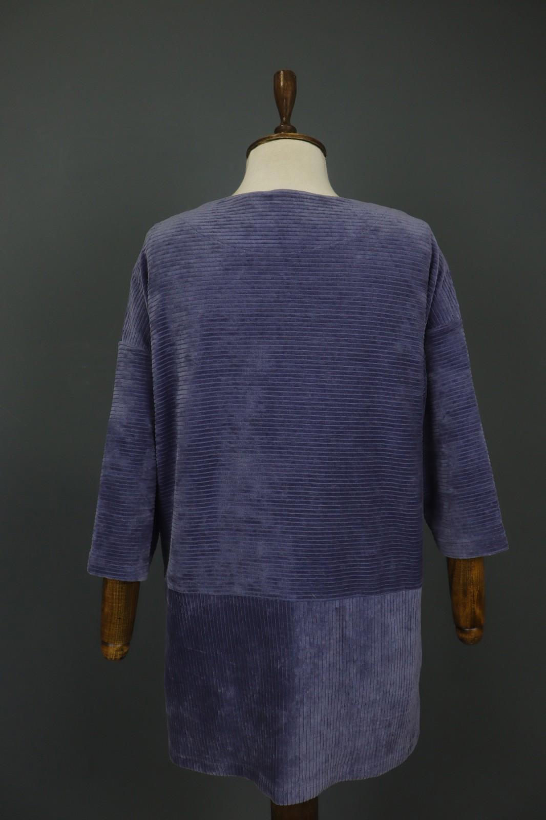 GUDRUN SJODEN Purple Cotton Velour Round Neck Pullover Shift Dress – Size XS