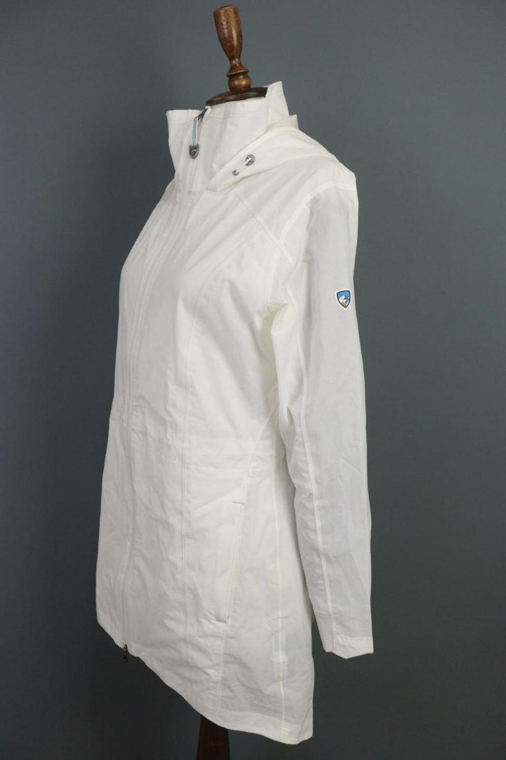 KUHL White Classic Fit High Neck Casual Long Sleeve Full Zip Hooded Jacket Sz M – Used
