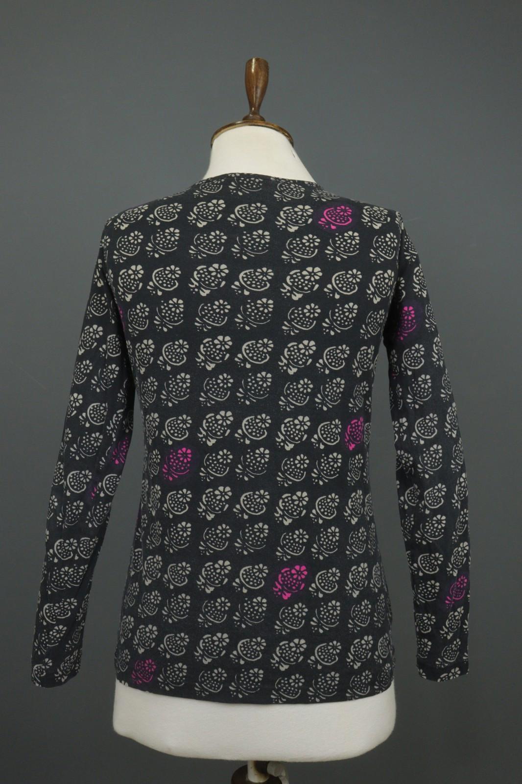 MARIMEKKO 036916 SITRUUNA Black Floral 100% Cotton Scoop Neck Blouse Top – Size S