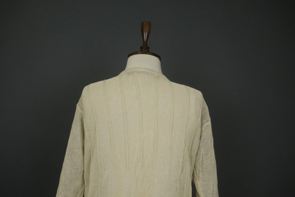 GUDRUN SJODEN Beige Knitted Long Sleeve Button Front Cardigan Sweater – Size XL