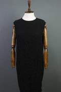 ANNETTE GORTZ Black Viscose Knee Length Sheath Dress – Size 40