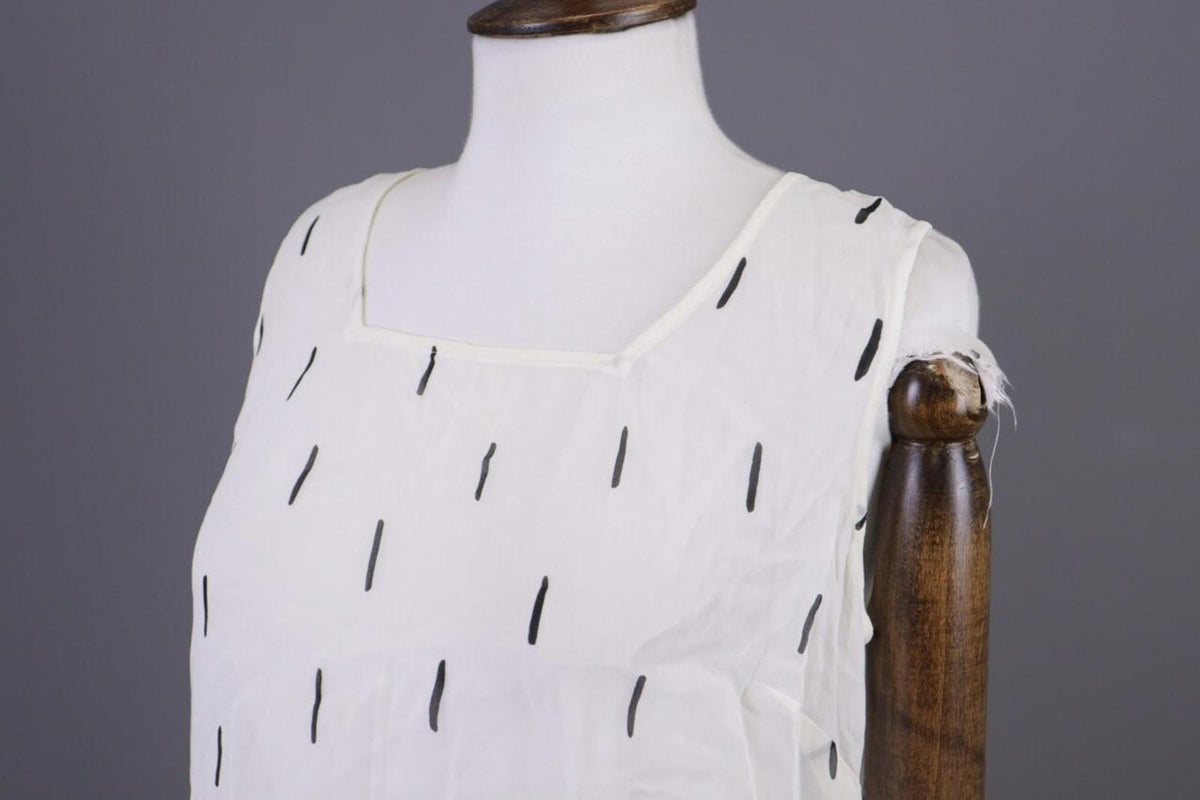 GUDRUN SJODEN White Printed Sleeveless Lightweight Blouson Dress – Size S
