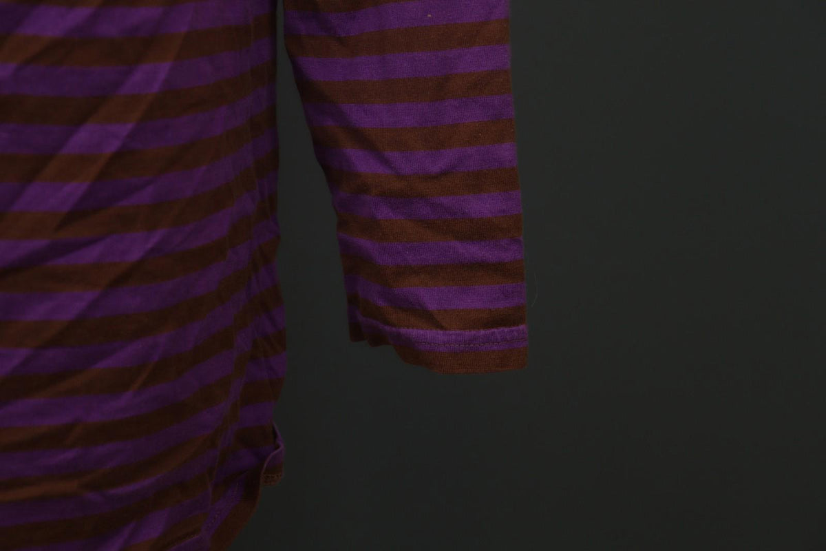 GUDRUN SJÖDEN Purple Brown Striped 100% Cotton Casual Long Sleeve Pullover Tunic