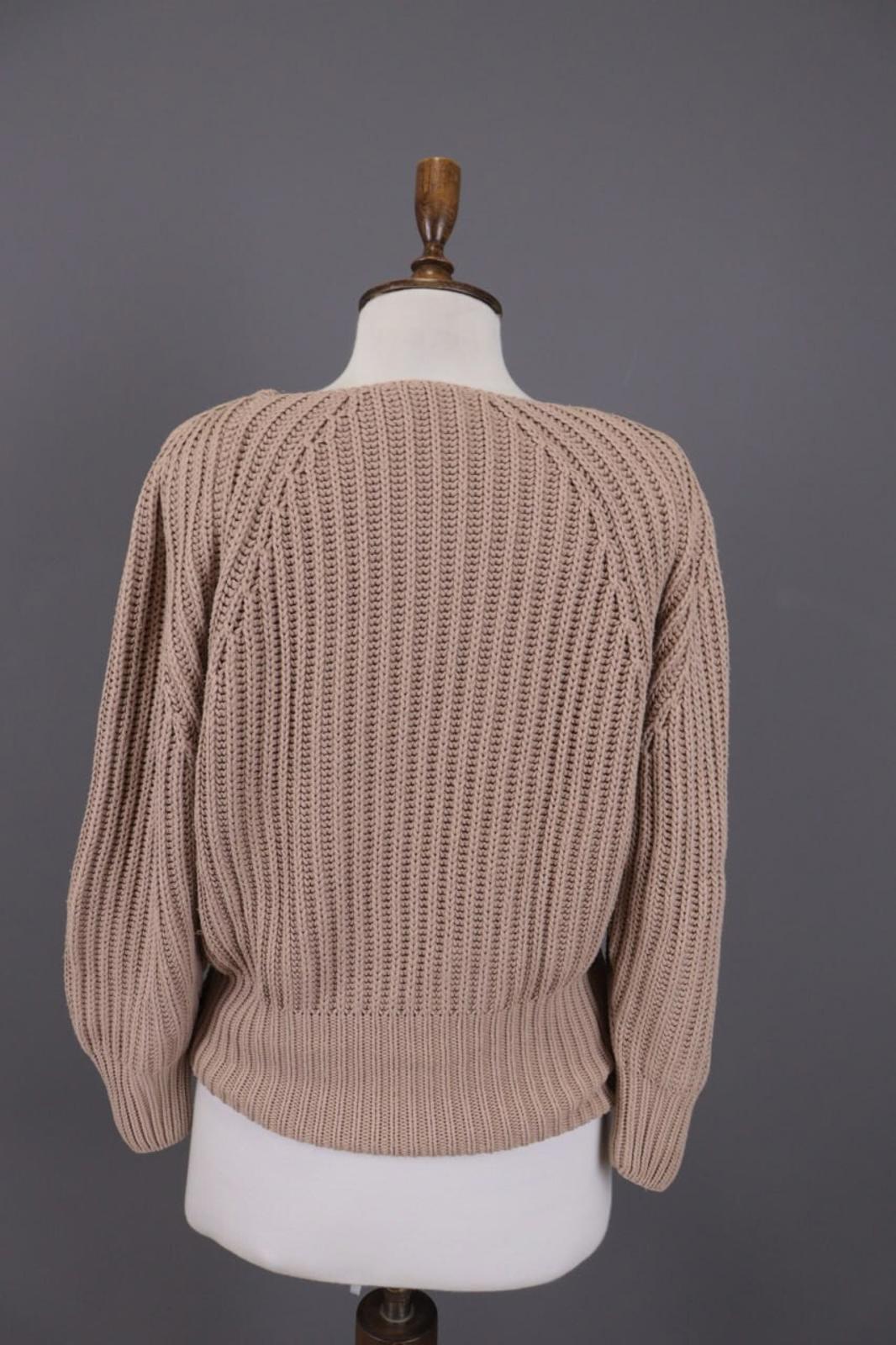 JIL SANDER Brown Knit Cropped Oversize Ballon Long Sleeve Sweater