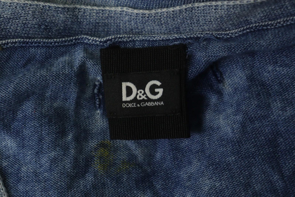DOLCE & GABBANA Blue Floral Raglan Sleeve Button Front Cardigan Sweater – Size 40