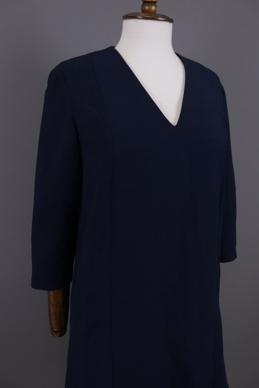 Me+Em Blue V-Neck Evening Long Sleeve A-Line Dress – Size 12