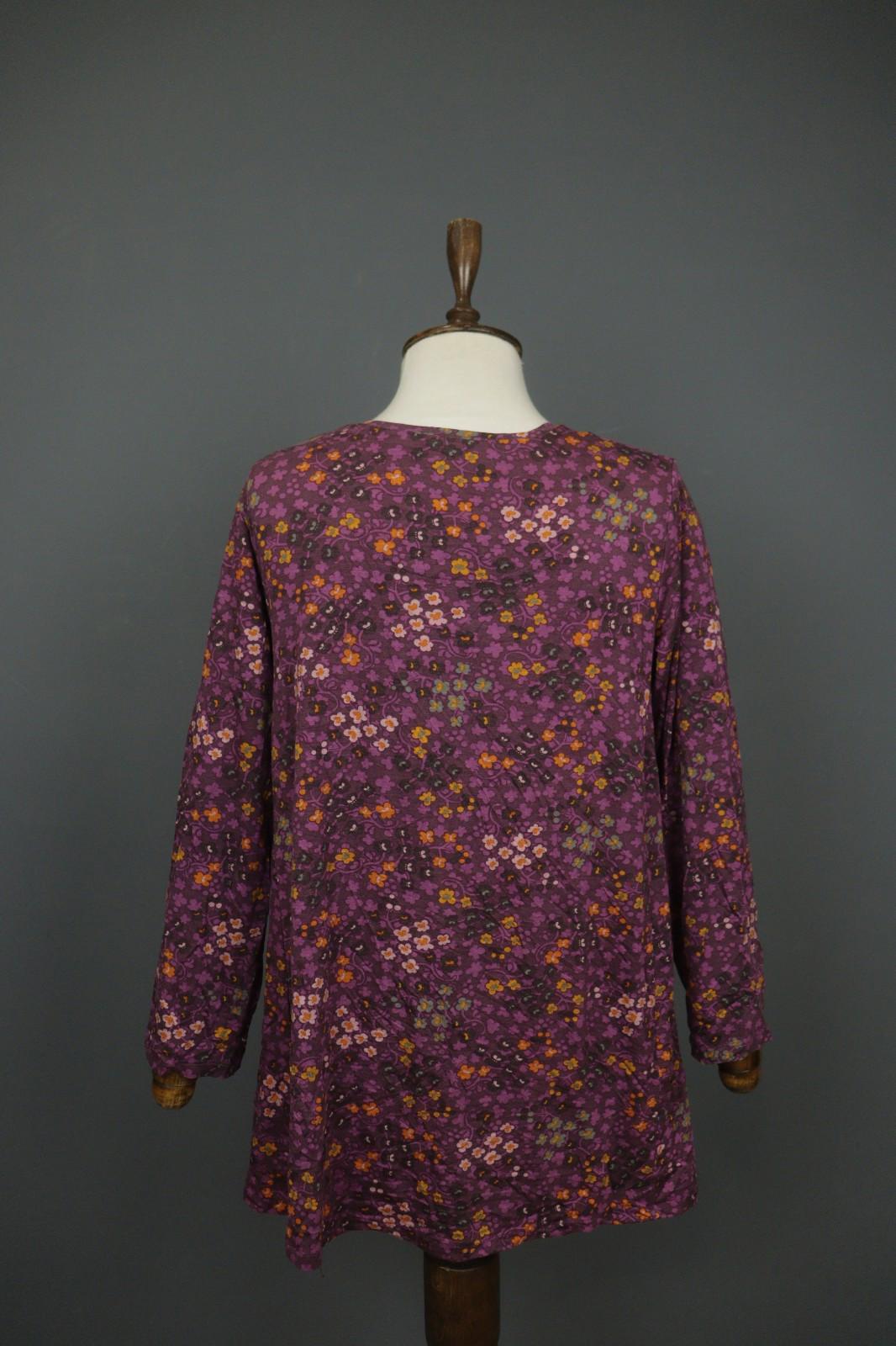 GUDRUN SJODEN Multi Floral Lyocell Long Sleeve Round Neck Sheath Dress – Size M