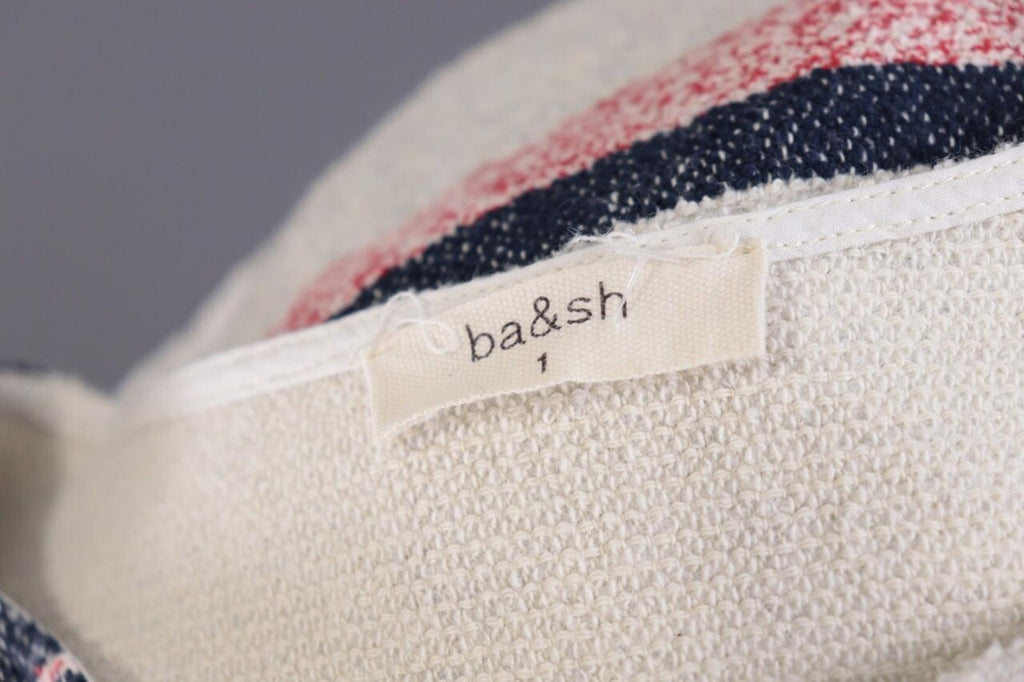 Used BA&SH ZOLA Beige Striped 3/4 Sleeve Cropped Sweater – Size 1