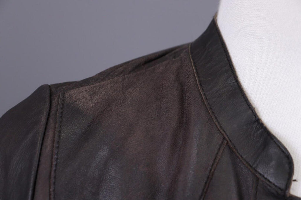 ALLSAINTS Brown Snap Leather Biker Jacket – Size XS