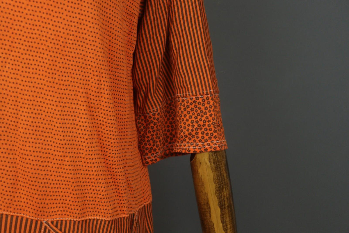 GUDRUN SJÖDEN Orange Printed Modal 3/4 Sleeve Round Neck Sheath Dress – Size S