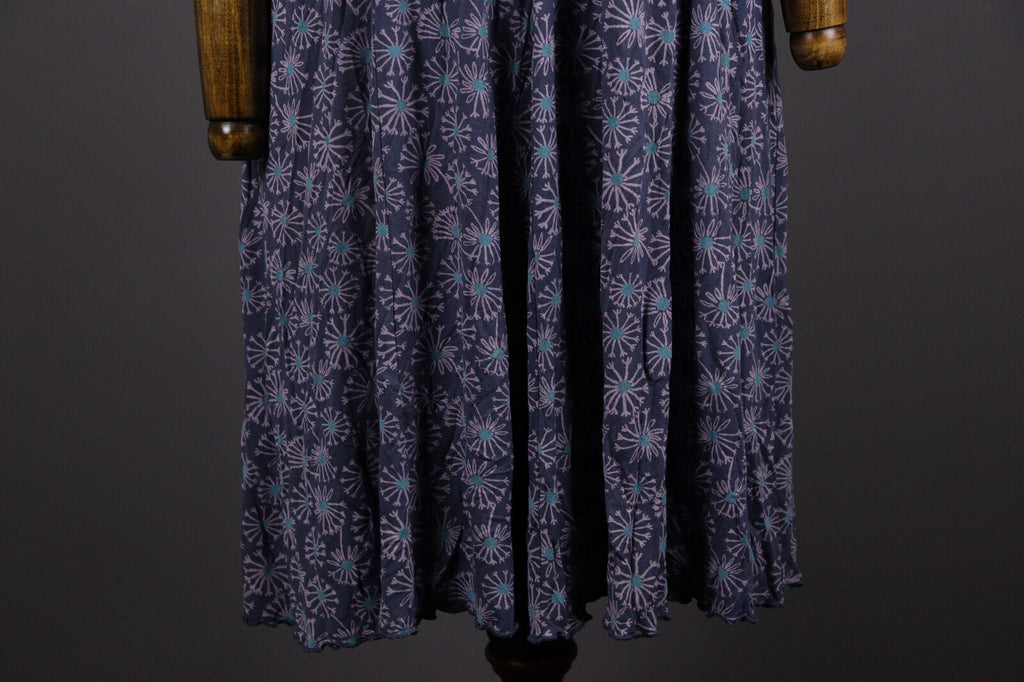Deerberg Blue Floral Relaxed Summer Blouson A-Line Dress – Size L