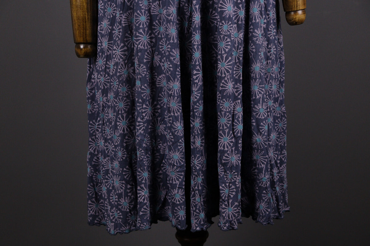 Deerberg Blue Floral Relaxed Summer Blouson A-Line Dress – Size L
