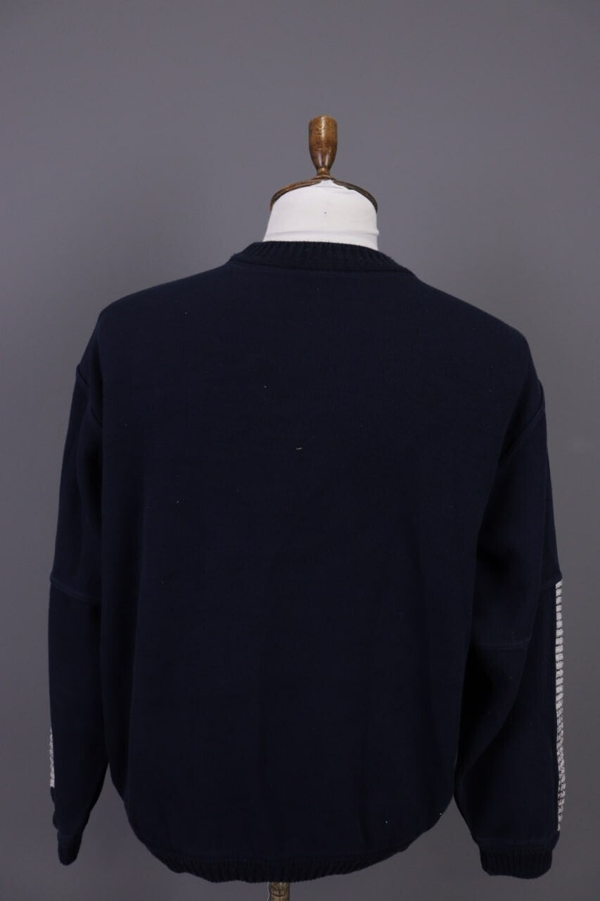 Carlo Colucci Sport Black Geometric Cotton Knit Sweater – Size M