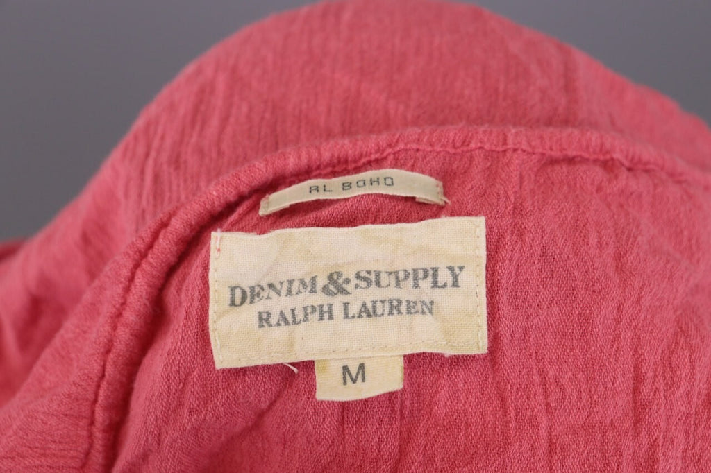 Denim & Supply Ralph Lauren Pink 3/4 Sleeve Drawstring Blouse Top Shirt – Size M