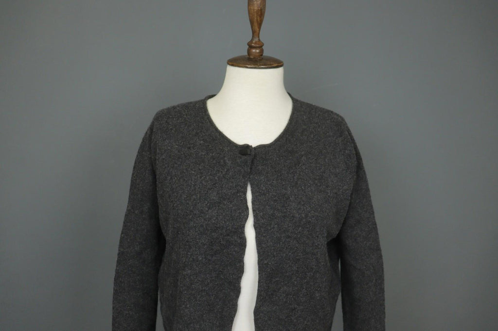 FABIANA FILIPPI Gray Merino Wool Long Sleeve Open Front Cardigan Sweater – Size 44