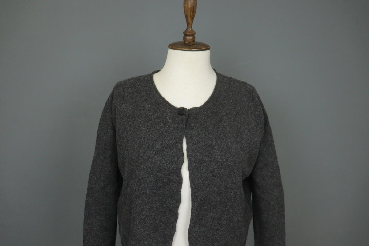 FABIANA FILIPPI Gray Merino Wool Long Sleeve Open Front Cardigan Sweater – Size 44