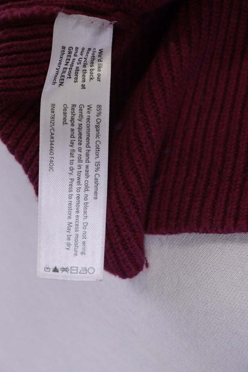 Eileen Fisher Burgubdy Lagenlook Cotton Cashmere Knit Oversized Sweater – Size M