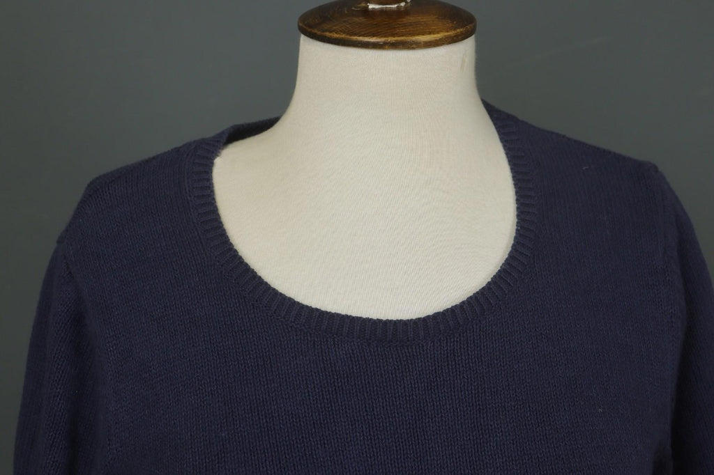 GUDRUN SJODEN Blue Cotton Knitted Long Sleeve Round Neck Pullover Sweater – Size M
