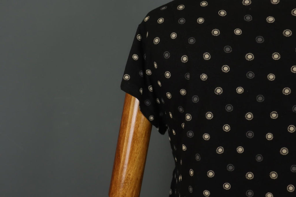 GUDRUN SJODEN Multi Polka Dot Short Sleeve Round Neck Pullover Blouse Top – Size M