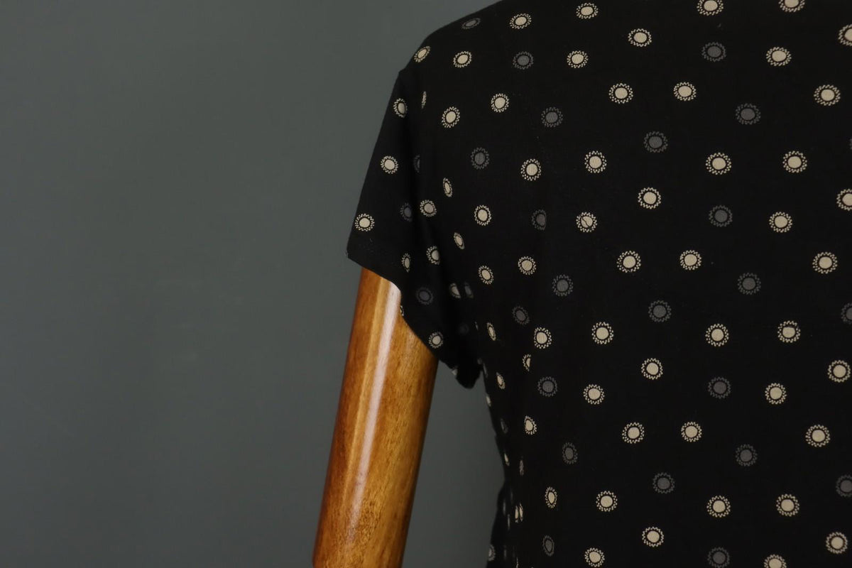 GUDRUN SJODEN Multi Polka Dot Short Sleeve Round Neck Pullover Blouse Top – Size M