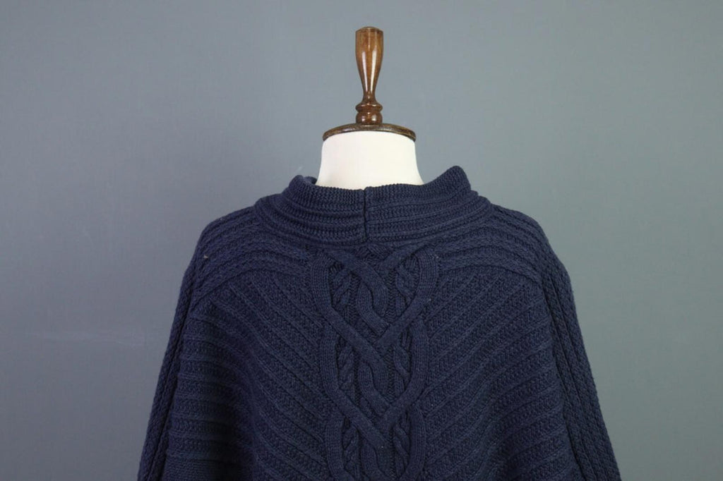 SAINT JAMES Blue Cable Wool Knit Poncho Lagenlook Sweater – Size OS