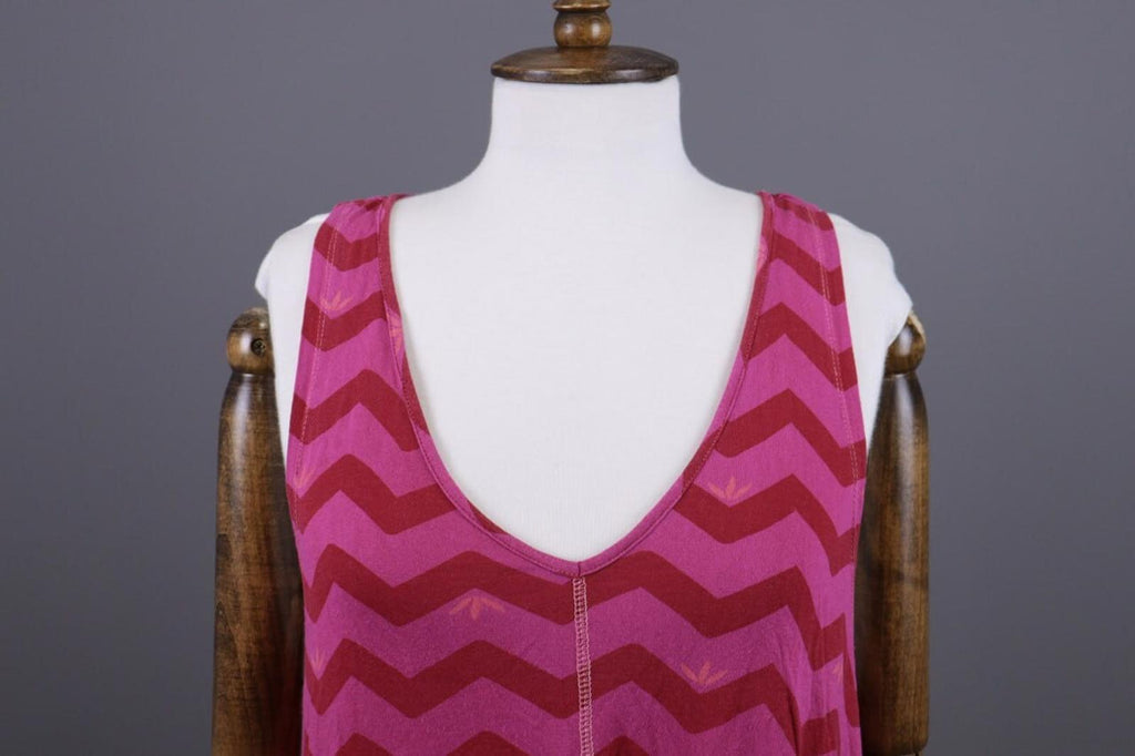 GUDRUN SJODEN Purple Stripe Lagenlook Sleeveless Blouson Midi Dress – Size L