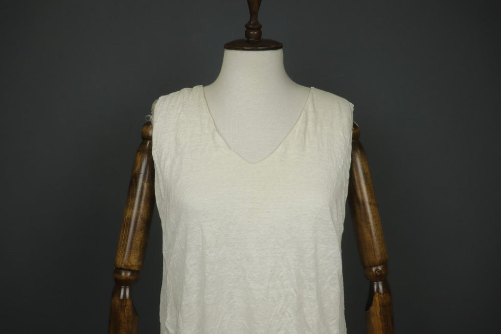 TRANSIT PAR-SUCH White 100% Viscose Sleeveless V-Neck Wide Strap Tank Dress Sz 4