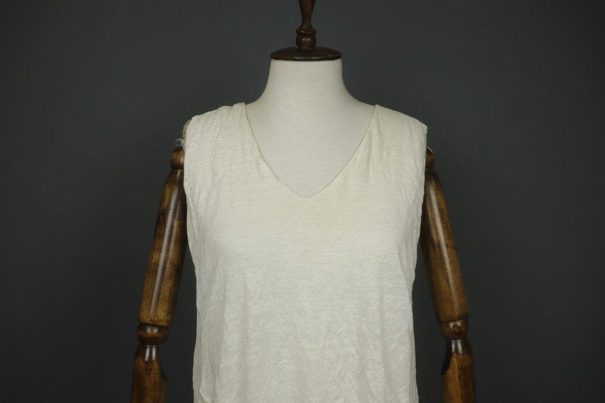 TRANSIT PAR-SUCH White 100% Viscose Sleeveless V-Neck Wide Strap Tank Dress Sz 4