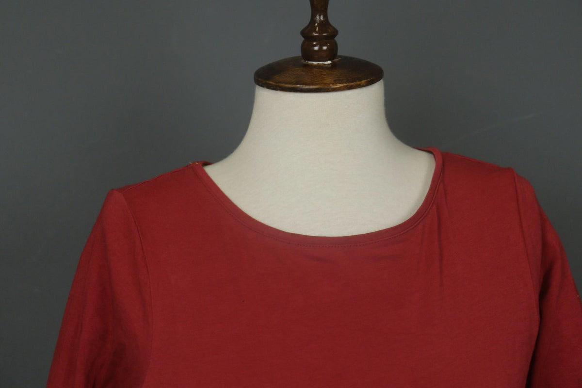 GUDRUN SJODEN Red Organic Cotton Long Sleeve Round Neck Sweater Dress – Size S