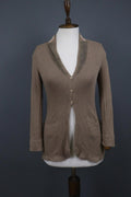 FABIANA FILIPPI Brown Shawl Collar Long Sleeve 3-Button Front Cardigan Sweater