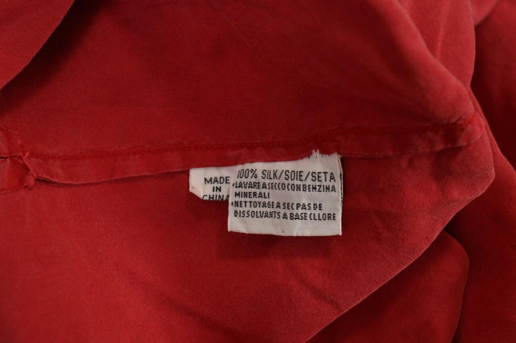 KATHARINE HAMNETT ACTIVE Red 1/3 Zip Silk 3/4 Sleeve Top Blouse Shirt – Size M