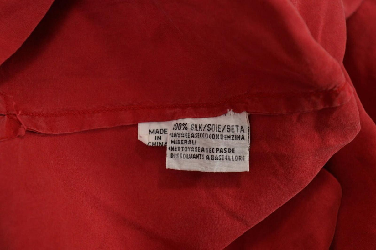 KATHARINE HAMNETT ACTIVE Red 1/3 Zip Silk 3/4 Sleeve Top Blouse Shirt – Size M