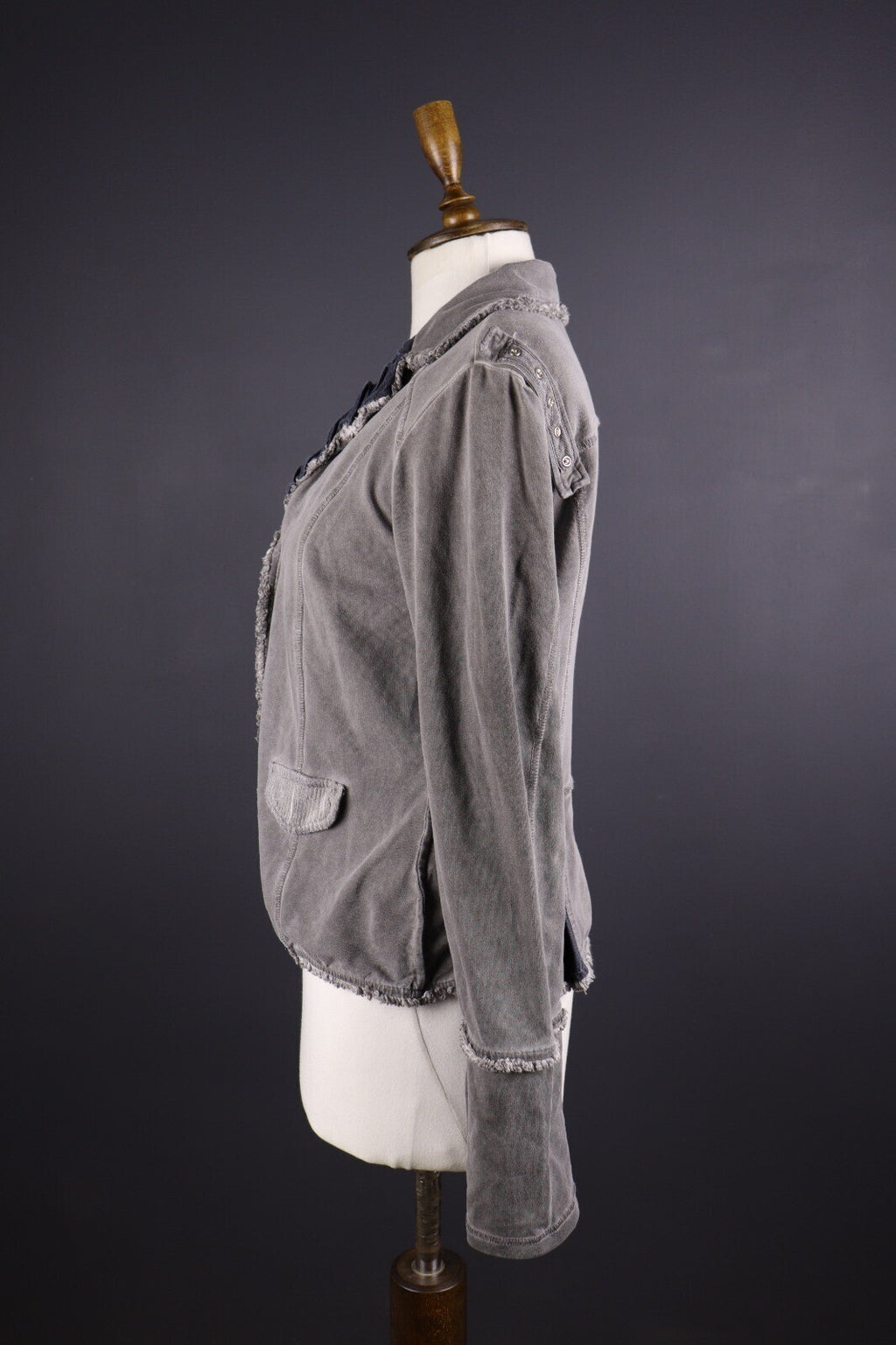 Bottega by Elisa Cvaletti Gray Lagenlook Lightweight Blazer Jacket – Size L