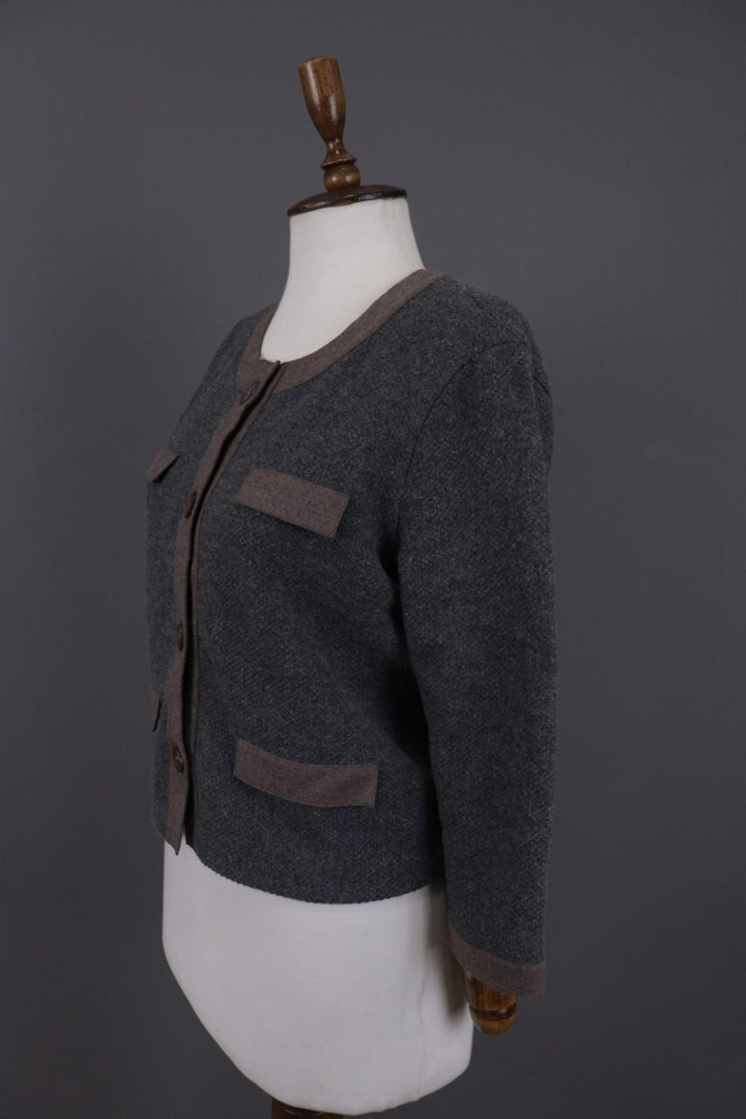 FABIANA FILIPPI Gray Wool Silk Cashmere Knit Button Dowm Blazer Jacket I 44 / M