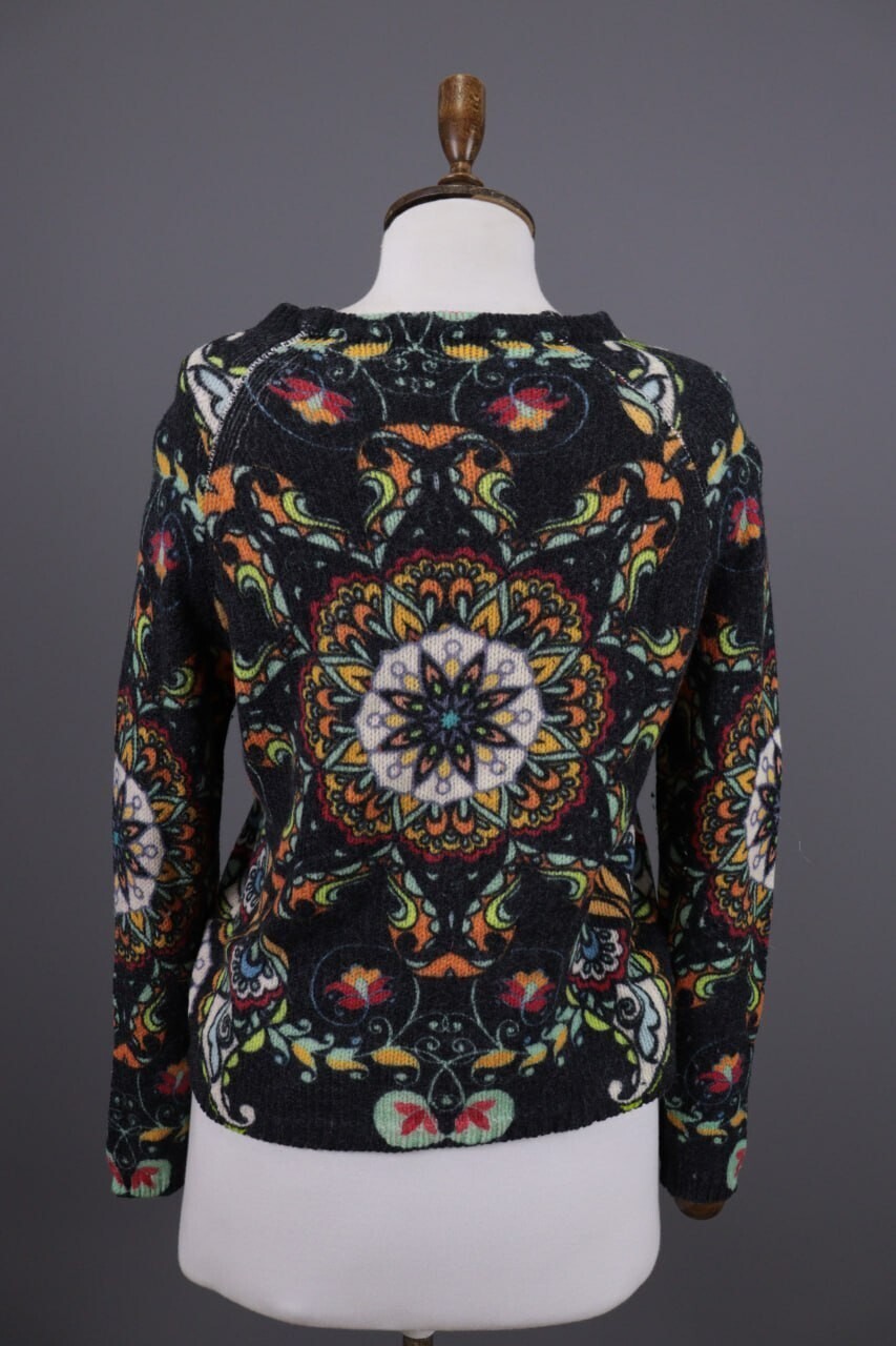 Princess Goes Hollywood Gray Floral Wool Cropped Knit Sweater – Size 36 / M